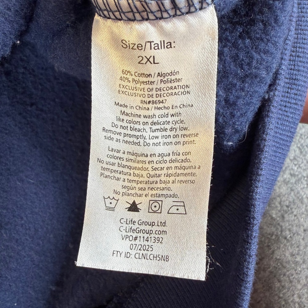 Peanuts Snoopy Blue Hoodie Mens 2XL Puffer Jacket Graphic Chenille Patch #3772 - Picture 5 of 10